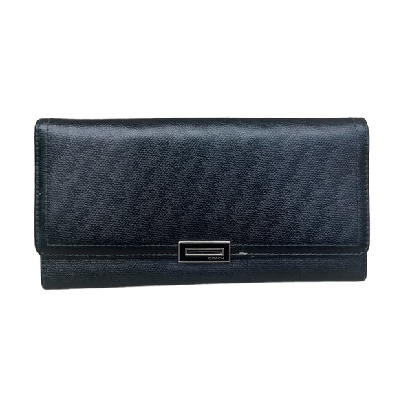 Coach Handbags - Vintage Coach Leather Crossgrain Long Continental Snap Wallet Black Classic